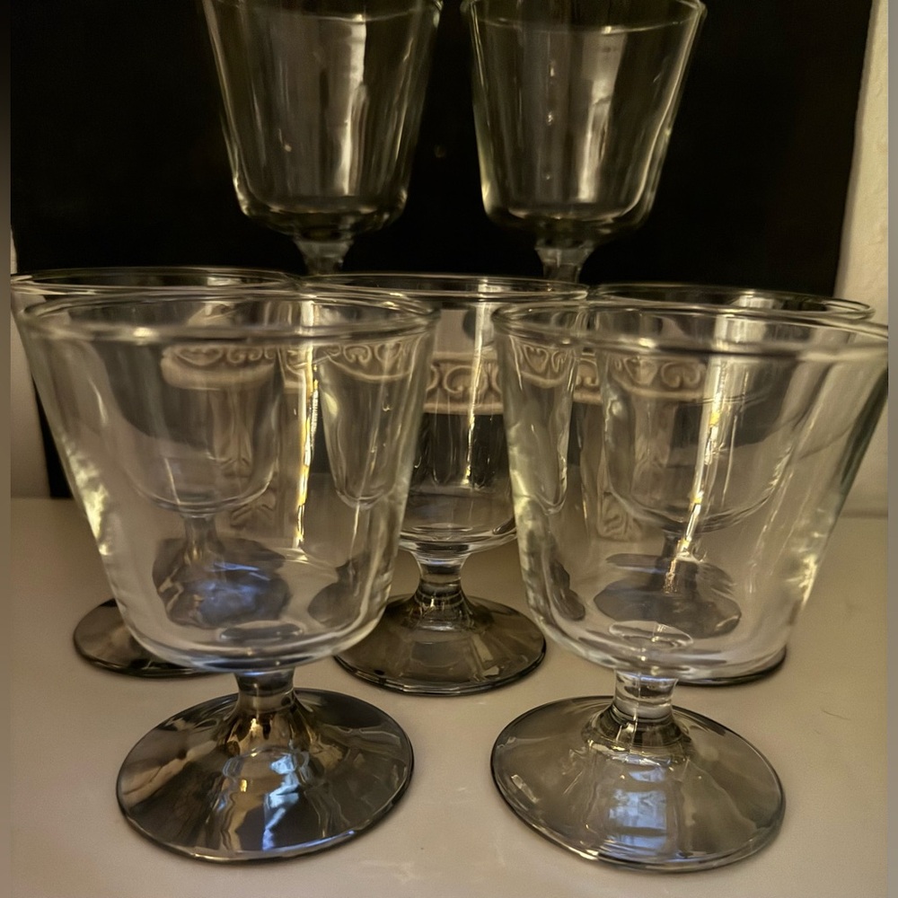 7 Vintage Silver Fade Lo Ball Whiskey MCM, Luster Glass Barware. 6oz